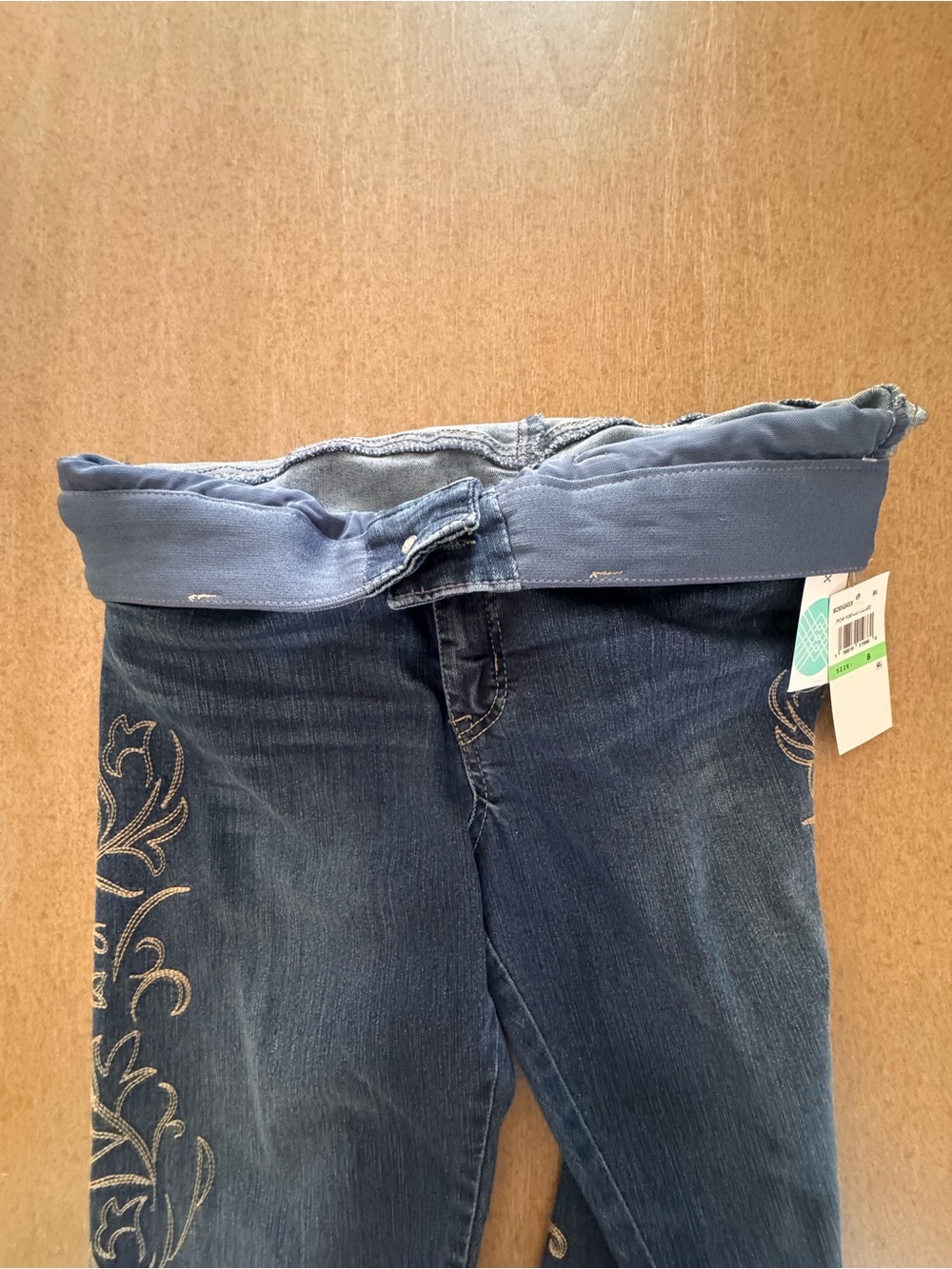 Democracy Navy Ankle Jeans with Gold Side Embroidery - Picture 8 of 9